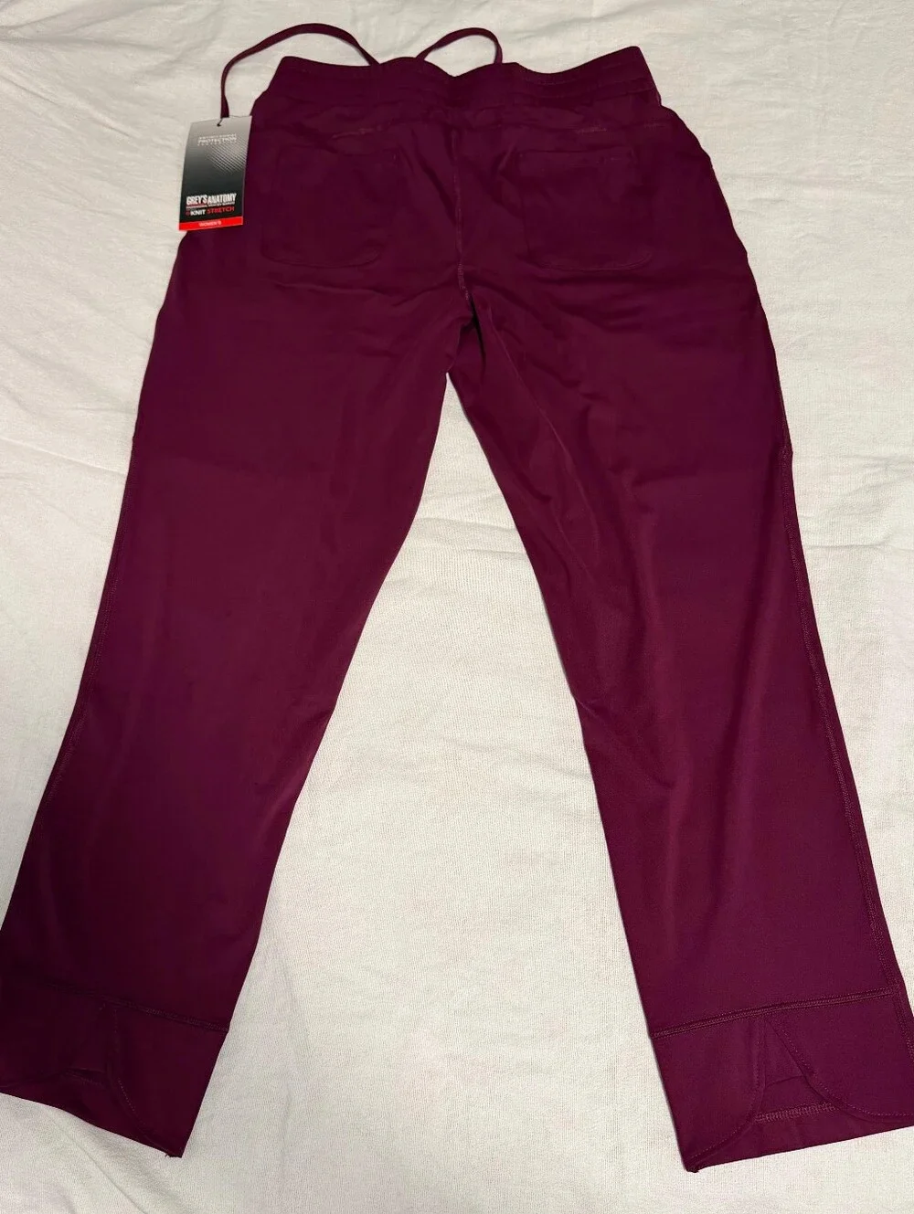 NWT Grey's Anatomy by Barco Knit STRETCH  wine 6-Pocket Cargo Scrub LP - Picture 6 of 11